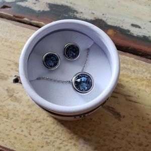 Swarovski Blue Crystal Necklace & Earring Set